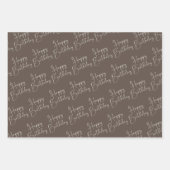 Black Gray Brown Happy Birthday Geschenkpapier Set (Vorderseite 3)