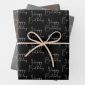 Black Gray Brown Happy Birthday Geschenkpapier Set (Beispiel)