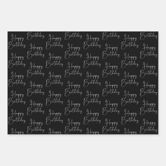 Black Gray Brown Happy Birthday Geschenkpapier Set (Vorderseite)