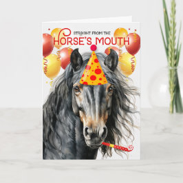 Black Gray Brown Horse Funny Birthday Karte