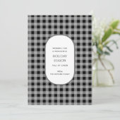 Black Gray Buffalo Kariert Typografy Holiday Card (Stehend Vorderseite)