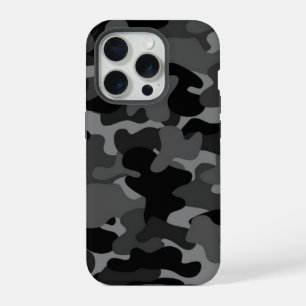 Black Gray Camouflage iPhone 15 Pro Hülle