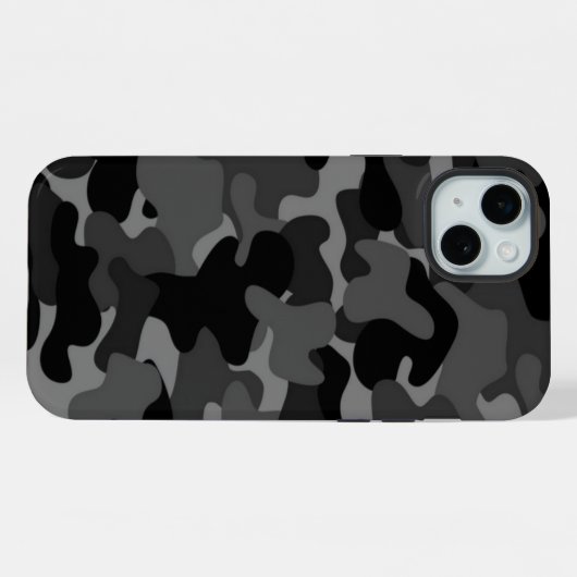 Black Gray Camouflage iPhone Hülle (Rückseite (Horizontal))