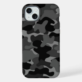 Black Gray Camouflage iPhone 15 Plus Hülle