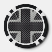 Black & Gray Carbon Fiber UK Flag Union Jack Pokerchips (Rückseite)
