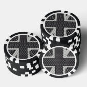 Black & Gray Carbon Fiber UK Flag Union Jack Pokerchips (Stapel)