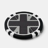 Black & Gray Carbon Fiber UK Flag Union Jack Pokerchips (Einzeln)