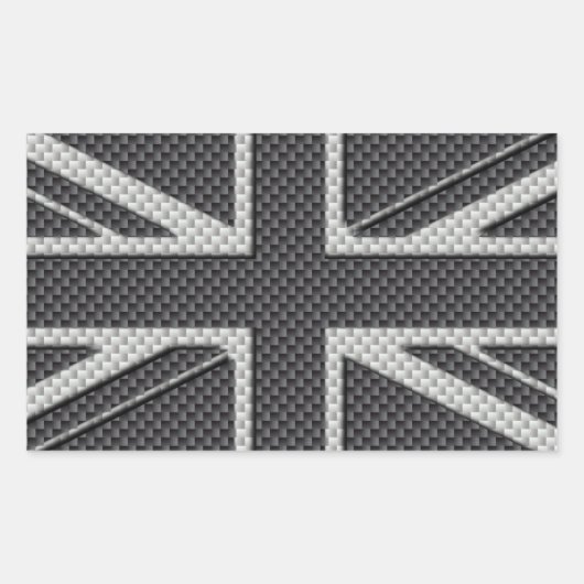 Black & Gray Carbon Fiber UK Flag Union Jack Rechteckiger Aufkleber (Vorderseite)