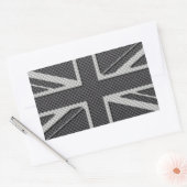 Black & Gray Carbon Fiber UK Flag Union Jack Rechteckiger Aufkleber (Umschlag)