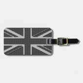 Black & Gray Carbon Fiber UK Flaggenunion Jack Gepäckanhänger (Vorderseite horizontal)