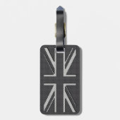 Black & Gray Carbon Fiber UK Flaggenunion Jack Gepäckanhänger (Rückseite vertikal)