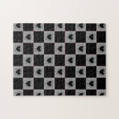 Black&Gray Checkered Tile With Hearts Pattern Puzzle (Horizontal)