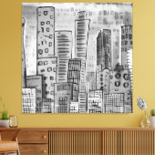 Black Gray City Doodle Leinwanddruck (Insitu (Wohnzimmer))