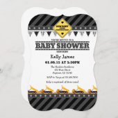 Black Gray Construction Baby Shower Einladung (Vorne/Hinten)