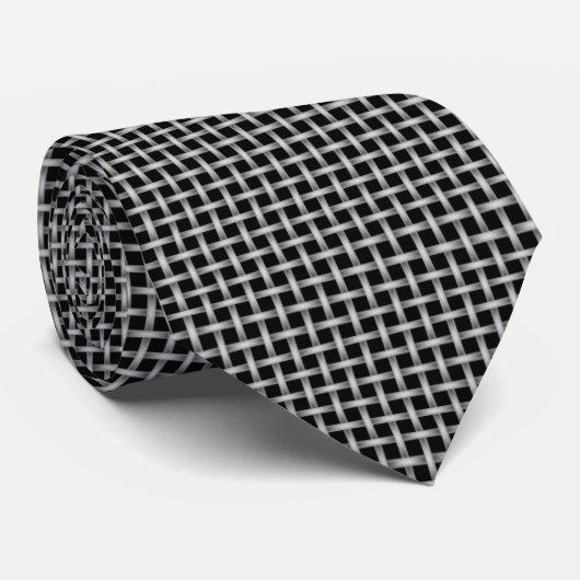 Black Gray Crossweave Men's Krawatte (Gerollt)