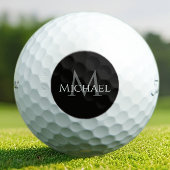 Black Gray Custom Monogram Name Initial  Golfball