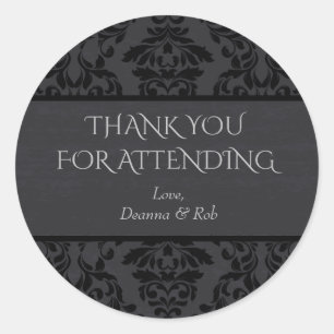 Black & Gray Damask Danke an die Aufkleber