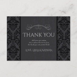 Black & Gray Damask - Hochzeitskarte Dankeskarte