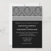 Black Gray Damask Magnetic Wedding Einladung (Vorderseite)
