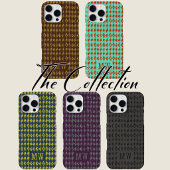 Black Gray Doodle Diamond Pattern Custom Monogram iPhone Hülle
