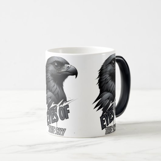 Black Gray Eagle Line Art Verwandlungstasse (VorderseiteRechts)