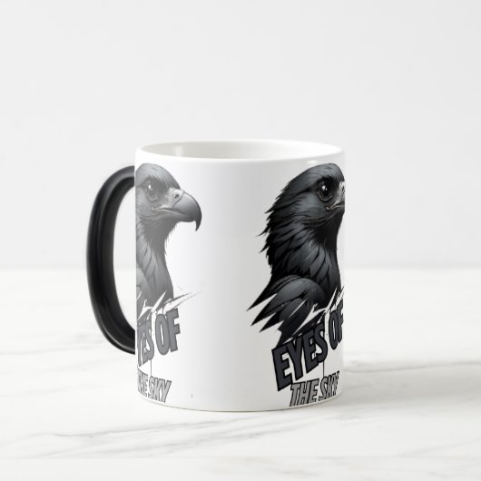 Black Gray Eagle Line Art Verwandlungstasse (Vorderseite Links)