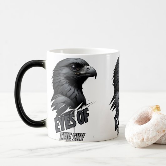 Black Gray Eagle Line Art Verwandlungstasse (Mit Donut)