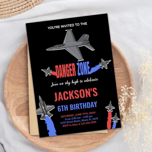 Black Gray Fighter Jet Birthday Einladungen