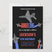 Black Gray Fighter Jet Birthday Einladungen (Vorderseite)