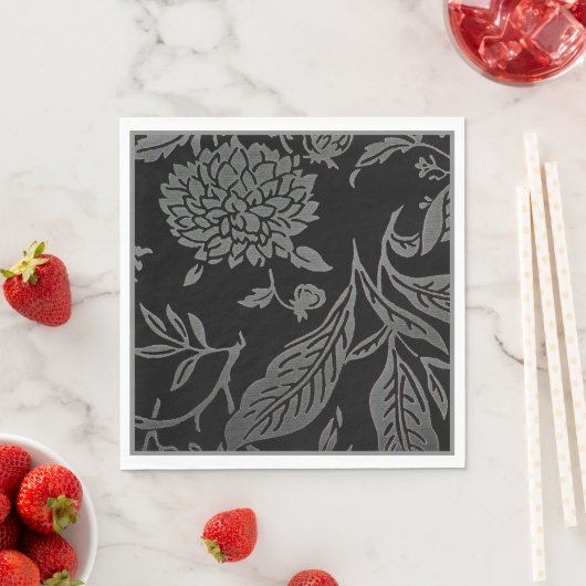 Black & Gray Floral Paper Napkins Serviette (Beispiel)