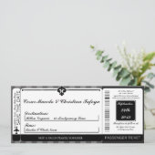 Black Gray Flouri Boarding Pass Einladung Hochzeit (Stehend Vorderseite)