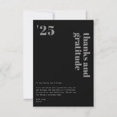Black Gray Formal Modern Bold Typografy Grad Dankeskarte (Vorderseite)