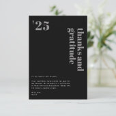 Black Gray Formal Modern Bold Typografy Grad Dankeskarte (Stehend Vorderseite)