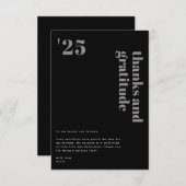 Black Gray Formal Modern Bold Typografy Grad Dankeskarte (Vorne/Hinten)