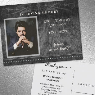 Black Gray Foto in Love Memory Vielen Dank Postkarte