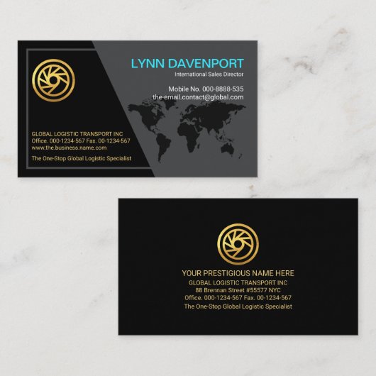 Black Gray Frame Global CEO Visitenkarte (Vorne/Hinten)