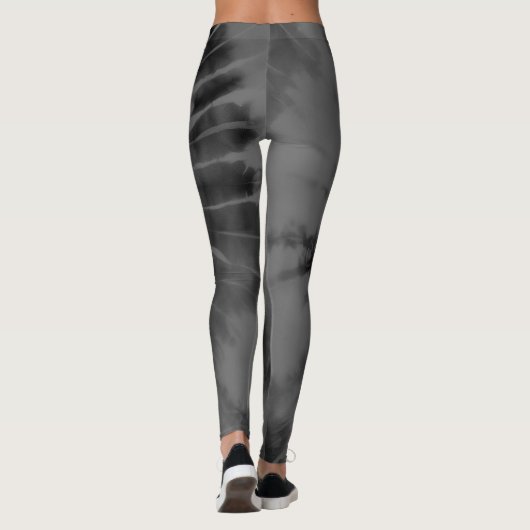 Black Gray Gefärbte Krawatte Leggings (Rückseite)