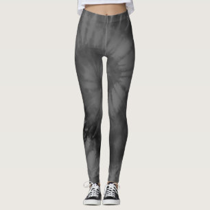 Black Gray Gefärbte Krawatte Leggings