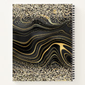 Black Gray Gem Glitzer und Gold Notizblock (Rückseite)