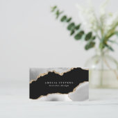 Black, Gray & Gold Agate Business Card Visitenkarte (Stehend Vorderseite)