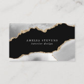 Black, Gray & Gold Agate Business Card Visitenkarte (Vorderseite)