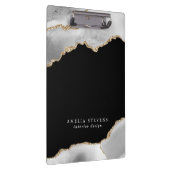 Black, Gray & Gold Agate Business Klemmbrett (Rechts)