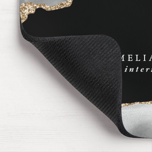 Black, Gray & Gold Agate Business Mousepad (Ecke)