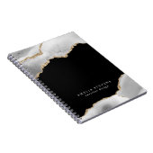 Black, Gray & Gold Agate Business Notizblock (Rechte Seite)