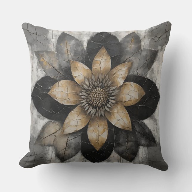Black Gray Gold Bauernhof Kissen (Vorderseite)