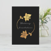 Black Gray Gold Blumenstrauß Luxus Elegante Einladung (Stehend Vorderseite)