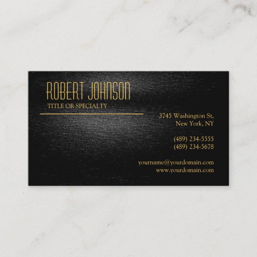 Black Gray Gold Business Card Visitenkarte (Vorderseite)