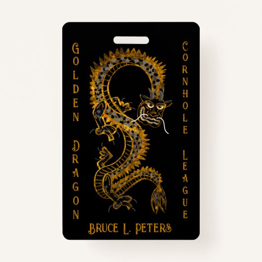 Black Gray Gold Dragon Cornhole League Mitgliedsch Ausweis (Vorderseite)
