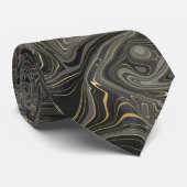 Black Gray Gold Marmor Agate Strata Muster Männer Krawatte (Gerollt)