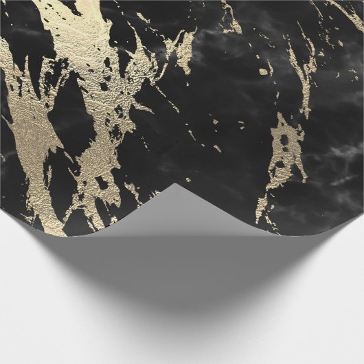 Black Gray Gold Marmor Shiny VIP Geschenkpapier (Ecke)